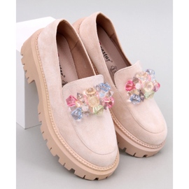 Stefani Mocasín plataforma beige con piedras 5