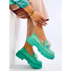 Mocasines con plataforma y piedras de Stefani Green verde 4