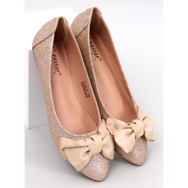 Elegantes bailarinas Betzi Champagne con purpurina dorado 5
