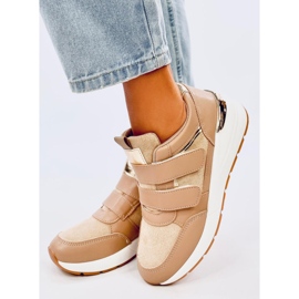 Deportivas Moulton Khaki con cuña y velcro beige 4