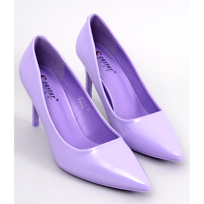 Zapatos de tacón de aguja lacados en violeta Charlotte púrpura 1