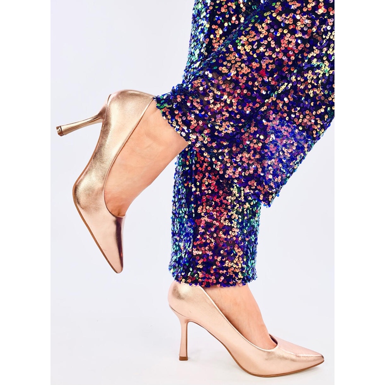 Stilettos mujer flor Aurora Champagne rosa 2