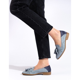 Mocasines calados de ante gris de Daszyński 2