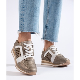 Zapatillas de mujer Daszyński caladas doradas dorado 1