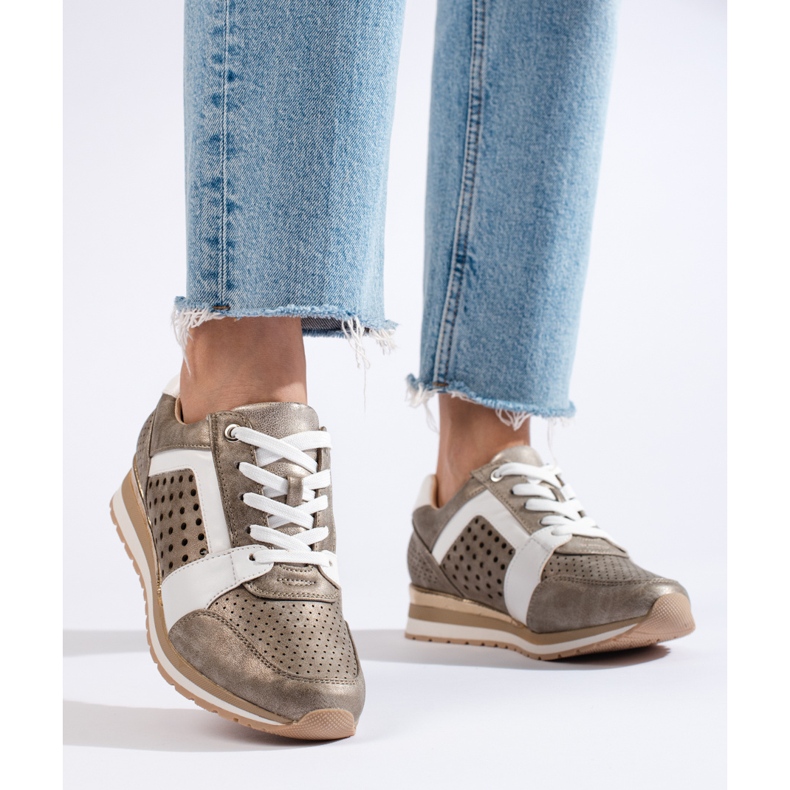 Zapatillas de mujer Daszyński caladas doradas dorado 1 Zapatillas de mujer Daszyński caladas doradas dorado 1