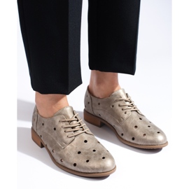 Zapatos de mujer Daszyński calados dorados 2