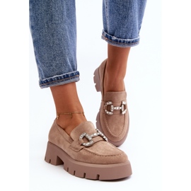 Mocasines De Mujer Con Adorno Beige Ellise 10