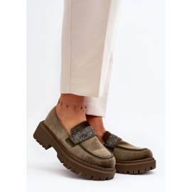 Mocasines De Mujer De Terciopelo Con Decoración, Verde Oscuro Wendreda 2
