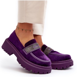 Mocasines De Mujer De Terciopelo Con Decoración, Morado Wendreda violeta 10