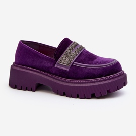 Mocasines De Mujer De Terciopelo Con Decoración, Morado Wendreda violeta 2