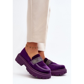 Mocasines De Mujer De Terciopelo Con Decoración, Morado Wendreda violeta 3