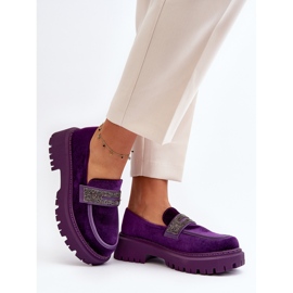 Mocasines De Mujer De Terciopelo Con Decoración, Morado Wendreda violeta 4