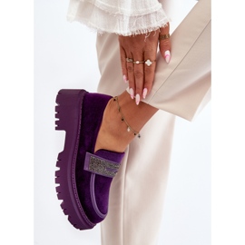 Mocasines De Mujer De Terciopelo Con Decoración, Morado Wendreda violeta 5