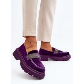 Mocasines De Mujer De Terciopelo Con Decoración, Morado Wendreda violeta 6