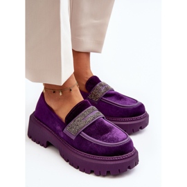 Mocasines De Mujer De Terciopelo Con Decoración, Morado Wendreda violeta 8