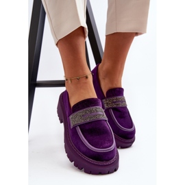 Mocasines De Mujer De Terciopelo Con Decoración, Morado Wendreda violeta 1