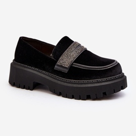 Mocasines De Mujer De Terciopelo Con Decoración Negro Wendreda 2