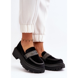 Mocasines De Mujer De Terciopelo Con Decoración Negro Wendreda 3