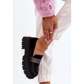 Mocasines De Mujer De Terciopelo Con Decoración Negro Wendreda 4