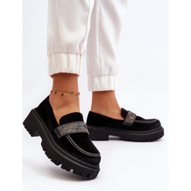 Mocasines De Mujer De Terciopelo Con Decoración Negro Wendreda 5