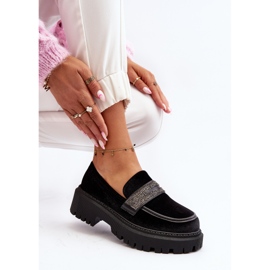 Mocasines De Mujer De Terciopelo Con Decoración Negro Wendreda 8
