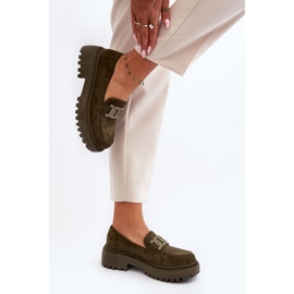 Mocasines De Mujer Con Cadena Mevre Verde Oscuro 3