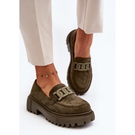 Mocasines De Mujer Con Cadena Mevre Verde Oscuro 6