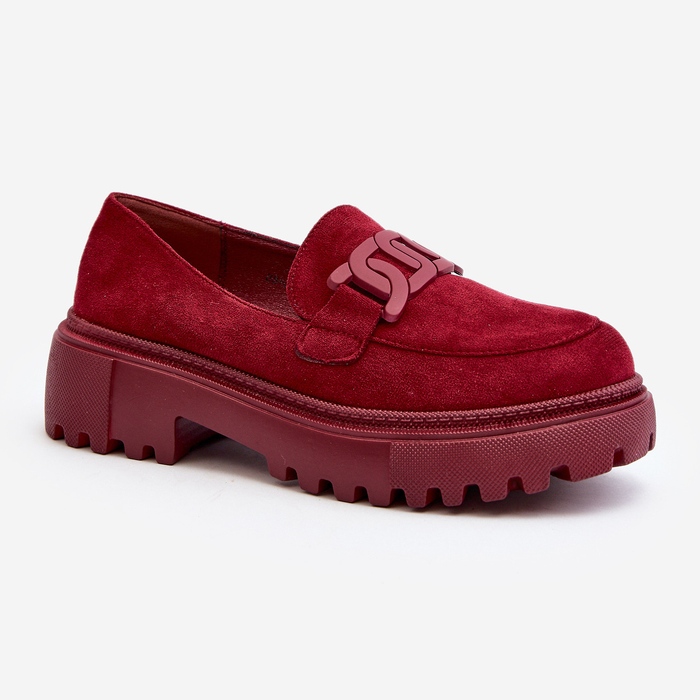 Mocasines Mujer Con Cadena, Burdeos Mevre rojo 2