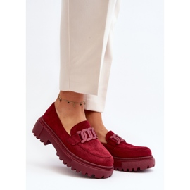 Mocasines Mujer Con Cadena, Burdeos Mevre rojo 3