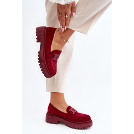 Mocasines Mujer Con Cadena, Burdeos Mevre rojo 4