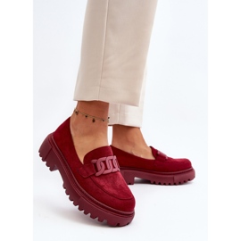 Mocasines Mujer Con Cadena, Burdeos Mevre rojo 5