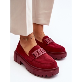 Mocasines Mujer Con Cadena, Burdeos Mevre rojo 8