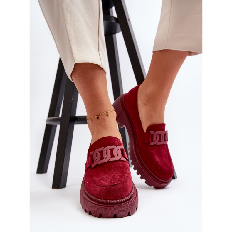 Mocasines Mujer Con Cadena, Burdeos Mevre rojo 1