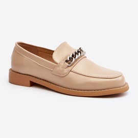 Mocasines Mujer Piel Ecológica con Cadena, Beige Nohlies 4