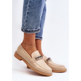 Mocasines Mujer Piel Ecológica con Cadena, Beige Nohlies 5
