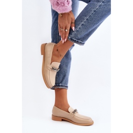 Mocasines Mujer Piel Ecológica con Cadena, Beige Nohlies 6