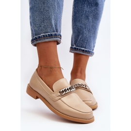 Mocasines Mujer Piel Ecológica con Cadena, Beige Nohlies 8