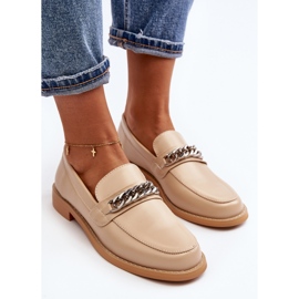 Mocasines Mujer Piel Ecológica con Cadena, Beige Nohlies 9
