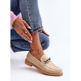 Mocasines Mujer Piel Ecológica con Cadena, Beige Nohlies 3