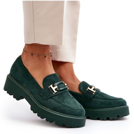 Mocasines de mujer con decoración, verde oscuro Omavia 12