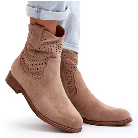 S.barski HY66-135 Botas Caladas De Mujer Con Tacón Plano Beige 9