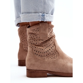S.barski HY66-135 Botas Caladas De Mujer Con Tacón Plano Beige 8