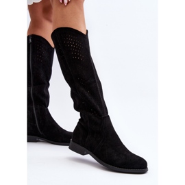S.barski HY66-150 Botas Caladas con Tacón Plano, Negro 8