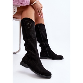 S.barski HY66-150 Botas Caladas con Tacón Plano, Negro 11