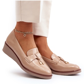 Vinceza Zapatos de cuña de charol para mujer con decoración Miliret beige 9