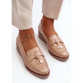 Vinceza Zapatos de cuña de charol para mujer con decoración Miliret beige 6