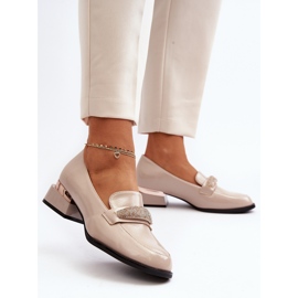Vinceza Zapatos Mujer Charol Tacón Bajo Beige Marilni 4