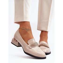 Vinceza Zapatos Mujer Charol Tacón Bajo Beige Marilni 6