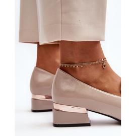 Vinceza Zapatos Mujer Charol Tacón Bajo Beige Marilni 8