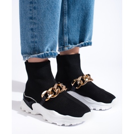 TRENDI Zapatillas sin cordones con cadena negro 2